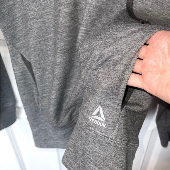 Reebok  grey hoodie sweatshirt lace up front long sleeves  side pocket… - Picture 3 of 9